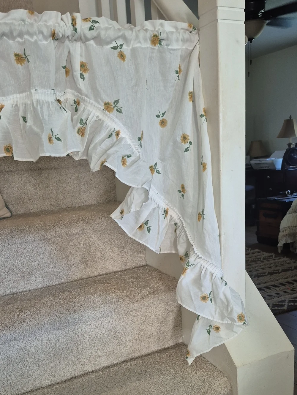 One Piece White Swag Ruffled Curtain 57x37